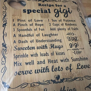 New cutting board and wooden‎ spoon set for your favorite Gigi